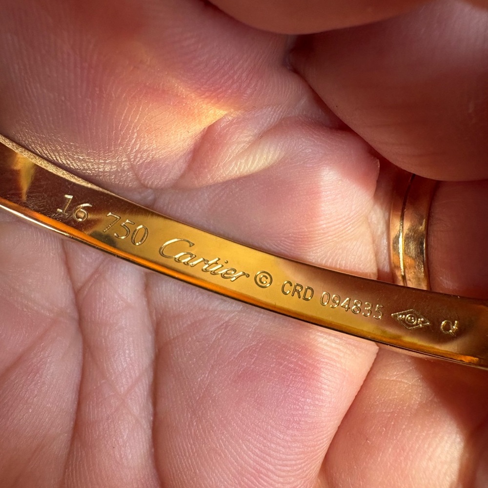 Cartier Yellow Gold Engraved Bangle